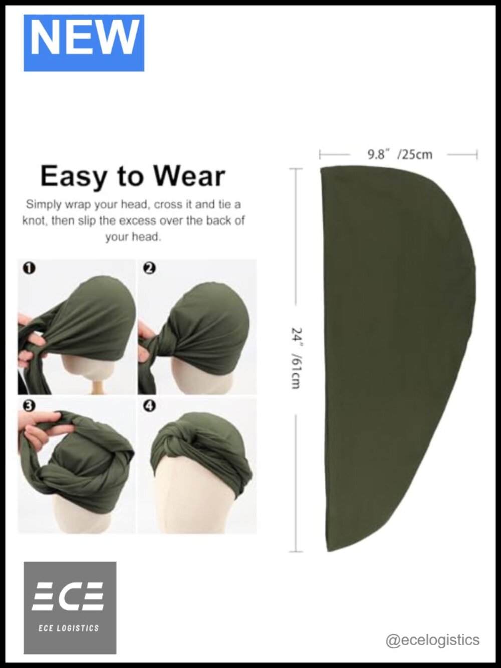 Ribbed Knotted Headwrap Turban Head Scarf Chemo Headwear Cap